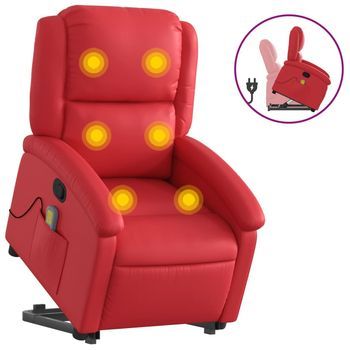 Sillón Reclinable De Masaje | Sillón De Salón | Silla De Pie Cuero Artificial Rojo