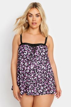 Yours Top De Tankini Estampado Leopardo Rosa Y Negro
