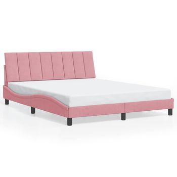 Cama Matrimonial | Cama Doble | Estructura De Cama Sin Colchón Terciopelo Rosa 160x200 Cm Cfw60672