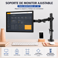home - soporte de monitor ajustable 10r-32r para escritorio con brazo giratorio vesa