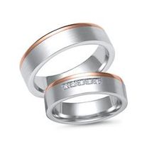 alianzas 14 quilates oro blanco-rojo 5 diamantes