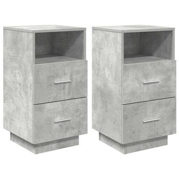 Mesillas De Noche 2 Uds Con 2 Cajones Gris Cemento 36x36x68 Cm Vidaxl