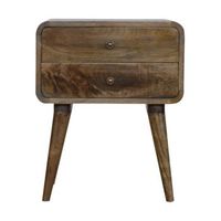 mesita de noche curva de madera maciza mueble artesanal clasico gris lavado