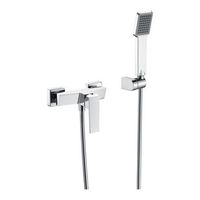 set de ducha cromado en laton y zama con tubo metalico de 180 cm y soporte abs