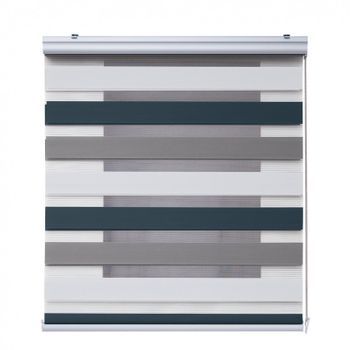Estores Noche Y Día Premium, Estor Enrollable Con Acabados De Aluminio Premium Blanco-topo-grafito, 80 X 250 Cm