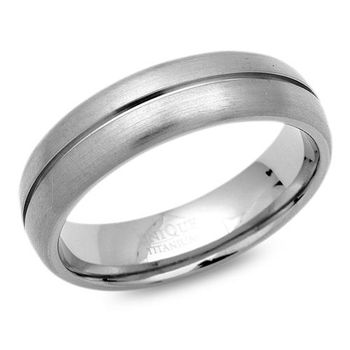 Anillo titanio 6mm ancho ranura mate brillante