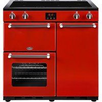 belling kensington 90 cm electric induction range cooker - red  chrome red