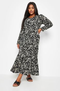 Yours Vestido De Pico Blanco Y Negro De Cebra, Mujer Curvy Y Tallas Grandes, Yours