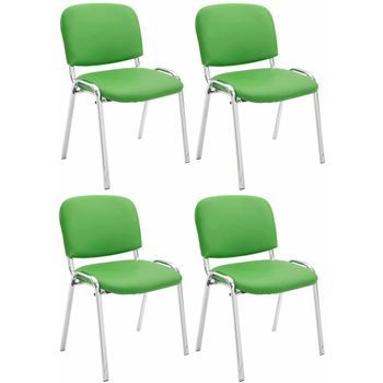 Set De 4 Sillas Ken Cromadas En Polipiel Simil Cuero Verde 48x54x79 Cm Clp