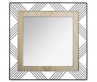 espejo cuadrado de metal y madera l 455 x d 2 x h 455 cm