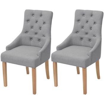 Vidaxl Sillas De Comedor Giratorias 2 Unidades Tela Gris Claro