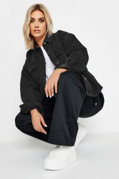 Yours Sobrecamisa Vaquera Acolchada Negra, Mujer Curvy Y Tallas Grandes, Yours