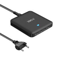 gan tech bakeey yms-390w 390w cargador usb pd de 6 puertos 2 usb-a  4 usb-c pd cargador rapido estacion de carga de e