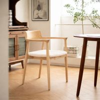 set 2 sillas escandinavas en madera y lana blanca