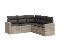 vidaxl set de sofas jardin y cojines 5 pzas ratan sintetico gris claro