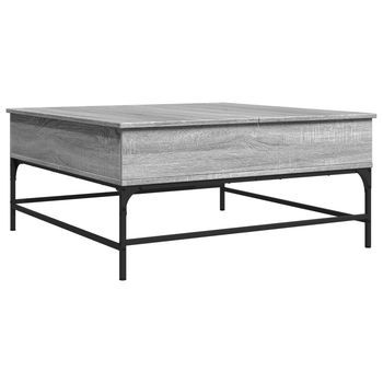 Mesa De Centro 95x95x45 Cm Madera Y Metal Trabajados - Gris
