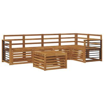 Conjunto De Sofá Seccional 6 Piezas | Mueble De Jardín Natural