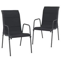 pack 2 uds sillas de jardin  silla de exterior  sillon acero y textilene negro