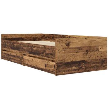 Estructura De Cama Con Cajón Madera Envejecida 90 X 200 Cm Vidaxl