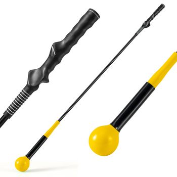 Costway Ayuda para Entrenamiento del Swing de Golf Palo de Práctica con Cabeza Pesada para Agarre Ritmo Flexibilidad Equilibrio Tempo Amarillo