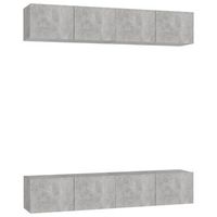 juego de 4 uds muebles tv  mueble de salon  armario tv gris hormigon 80x30x30 cm