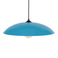 lampara de suspension  cupula metal negro pantalla azul