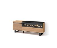 mueble tv television muebles de salon almacenaje 150x35x57cm para tv hasta 65 chimenea electrica diseno industrial estilo moderno roble