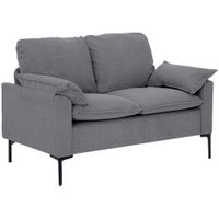 homcom sofa de 2 plazas tapizado en terciopelo con patas de metal reposabrazos acolchado 130x77x84 cm gris