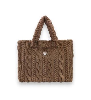 Guess para mujer. W6BZ14W4361 Bolso Ilde de pelo sintético trenzado marrón (OSFA), Casual, Poliéster