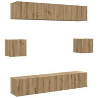mueble para tv de pared madera contrachapada artesanal 6 uds  mueble de salon  mesa de tv