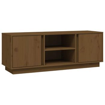 Mueble De Tv Madera Maciza De Pino Marrón Miel 110x35x40,5 Cm Vidaxl