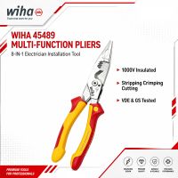 wiha 45489 alicates de instalacion multifuncionales vde 8 en 1 225mm r pelado de cables desbarbado