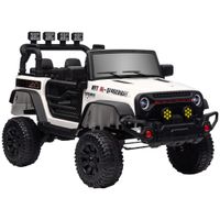 aiyaplay coche electrico para ninos de 3 anos con bateria 12v mando a distancia bluetooth faros led bocina musica blanco