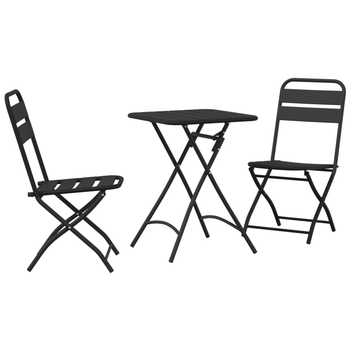 Set De Bistró Plegable 3 Uds Acero Antacita Cfw114188