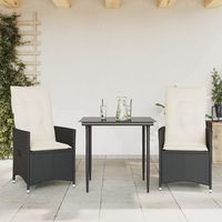 pack 2 uds sillones reclinable jardin  silla de jardin  silla de exterior cojines ratan sintetico negro