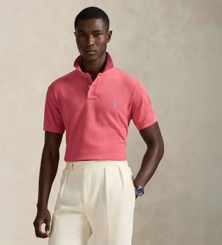 Polo Ralph Lauren para hombre. 710680784462 El icónico polo de piqué rojo (S), Casual, Algodón, Manga corta