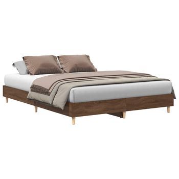 Estructura De Cama Sin Colchón Madera Marrón Roble 150x200 Cm
