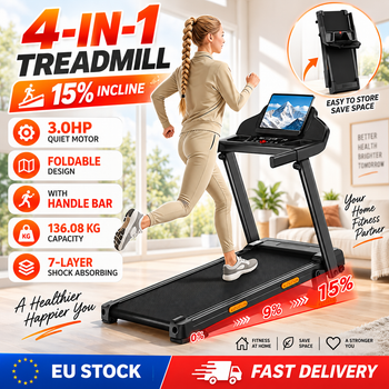 Caminadora plegable 4 en 1 de Sinaopus para uso doméstico, con 15 % de inclinación, motor silencioso de 3,0 CV, barra de apoyo, capacidad de 136,08 kg y sistema de absorción de impactos de 7 capas.