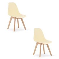 set de 2 silla de comedor polipropileno valora kito asiento ergonomico crema