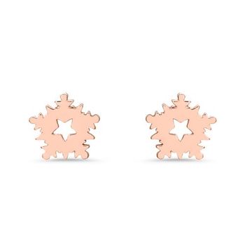 Pendientes copos de nieve de plata 925, color rosado