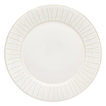 Lote De 6 Platos Llanos Con Borde Rayado Camille, 27 Cm, Blancos - Atmosphera Createur D'interieur