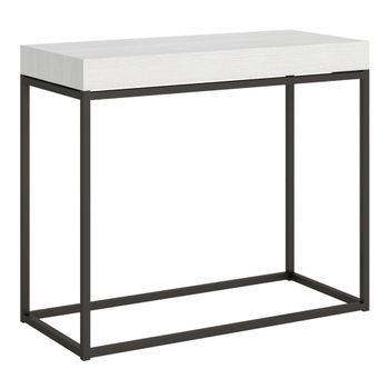 Consola extensible 90x40/196 cm efecto madera fresno blanco, hierro
