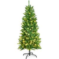 arbol de navidad 150cm verde costway 150 luces led de blanco calido 300 agujas de pvc