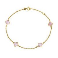 14 quilates pulsera de oro para mujer con flores de nacar