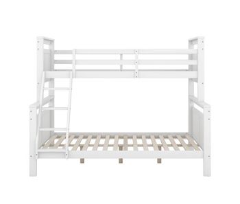 Litera de madera 90(140)x200 cm - con escalera y barandilla de seguridad, convertible en 2 camas separadas - blanca