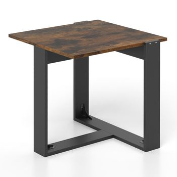 Costway Mesa Auxiliar con Base en Forma de T para Espacios Pequeños para Estar Dormitorio 50 x 50 x 50 cm Marrón y Negro