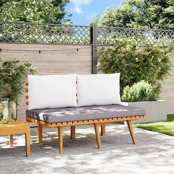 Banco De Jardín | Banco De Exterior | Silla De Jardín Con Cojines Madera Maciza De Acacia 115 Cm