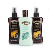 hawaiian tropic protective dry oil spf8 protective dry oil spf15  aftersun moisturising trio pack