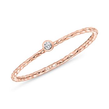 Anillo de mujer de oro rosa de 14 quilates con topacios blancos