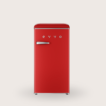 EVVO Frigorífico Mini F26 Retro, 95 litros, diseño vintage, bajo consumo, silencioso
